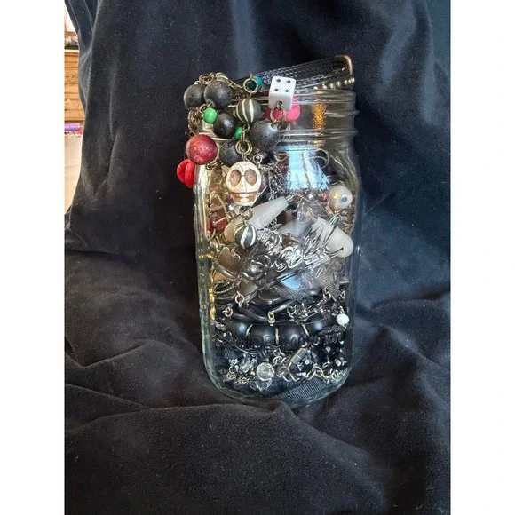 Dark Academia Mystery Jewelry Jar Black and Red Tones Whimsigoth - Picture 3 of 9